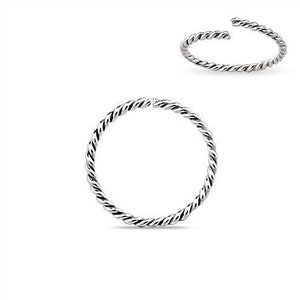 Oxidized Silver Spiral Thread Design Endless Silver Nose Hoops , Ethic Nose Hoops, Silver Nose Hoops, Handmade Twisted Silver Nose Ring