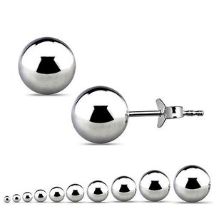 Rhodium Plated 925 Sterling Silver Ball Stud Earrings,Silver Ball Studs,Fancy Studs,Modern Studs,Handmade Silver Ear Jewelry,Unisex Studs