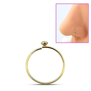 Dünne Kleine 22g Vergoldete Silber Knorpelohrring Helix Ring, Hoop Tragus Ring, Kleine CZ Kristall Nasenring