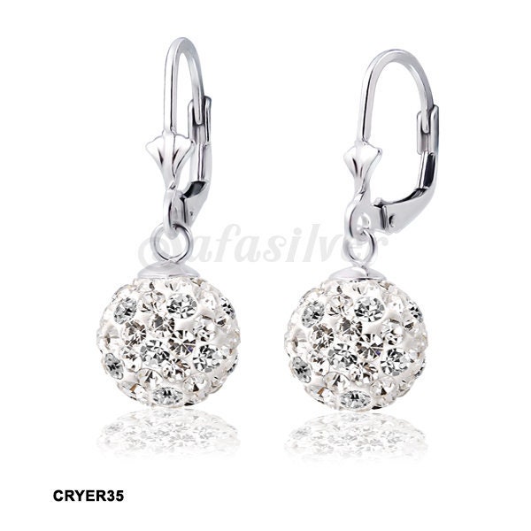 925 Sterling Silver 10 mm crystal ball earring, Disco ball earring , crystal earring ,disco ball silver earring , glitter crystal earring