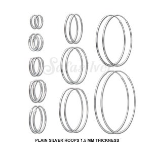Sterling Silver 925 Hoop Earrings, Silver Hoop Earrings, Handmade Silver Round Hoops, Plain Silver Hoops, Modern Silver Hoop Earrings