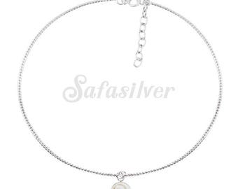 925 Sterling Silver Anglet with 8 mm Round Shiva Eye Shell Charm