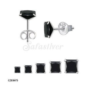 Sterling Silver Black CZ Crystal Stud Earrings , Minimalist Studs, Small Studs, 2mm to 10mm available ,