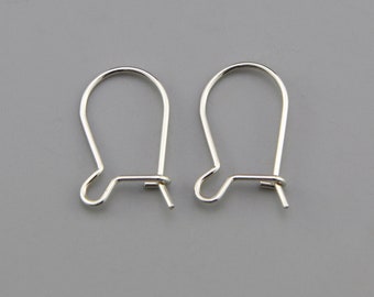 Sterling Silver Solid Wire Finding, Ear Wires & Hooks, kidney ear Finding