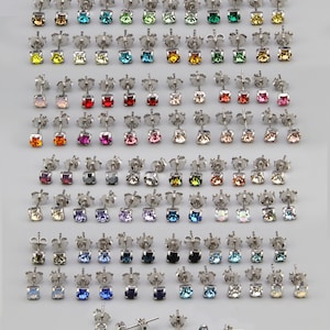 48 kolorów 925 srebrne kolczyki kryształowe okrągłe, drugi trzeci otwór Helix Tragus kolczyki kryształowe, 4 mm kolczyki kryształowe Swarovski
