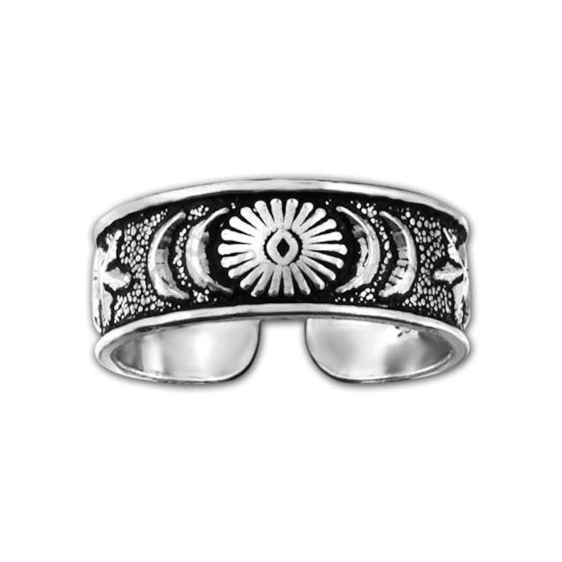 Silver Star Moon Sun Toe Ring,Silver Toe Ring,Body Jewelry,Minimalist Toe Ring