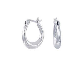 Stainless Steel Metal 29mm Flat Bottom Hoop Earrings with French Locks Stainless Steel Metal 29mm Flat Bottom Hoop Earrings with French Locks