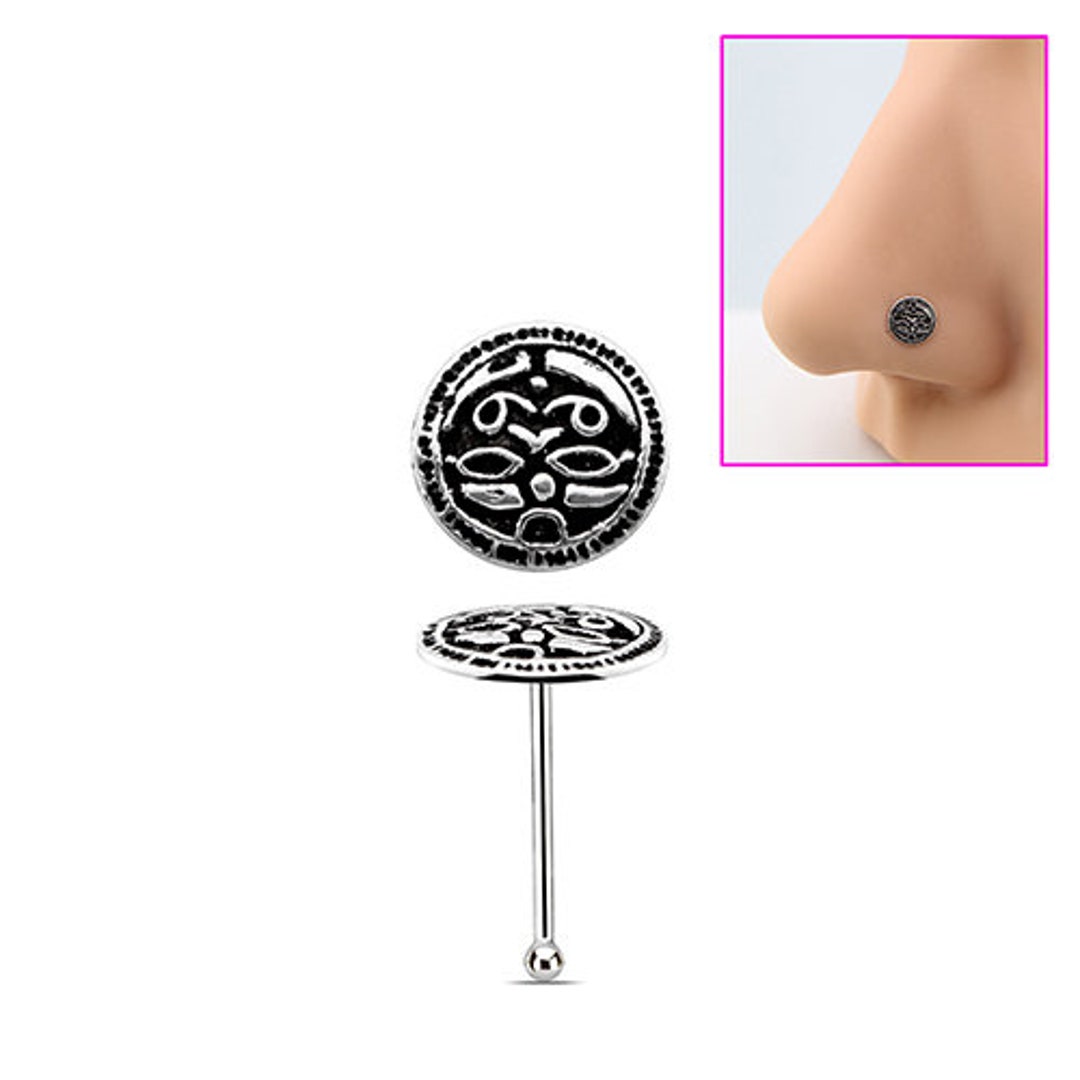 Black Metal oxidised Gold nose ring without piercing Press On Combo Pack of  Golden Oxidized Nose Pin Stud Ring Small Size