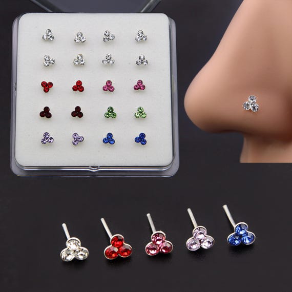 Triple Stone Crystal Nose Stud, Hypoallergenic Titanium Nose Stud, Nostril  Jewelry, Body Jewelry, Piercing, Minimalist Nose Stud, Nose Stud