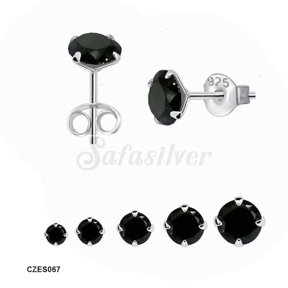 Pair Of 925 Sterling Silver Circle With White CZ Gem Minimal Stud Earrings Pair Of 925 Sterling Silver Circle With White CZ Gem Minimal Stud Earrings