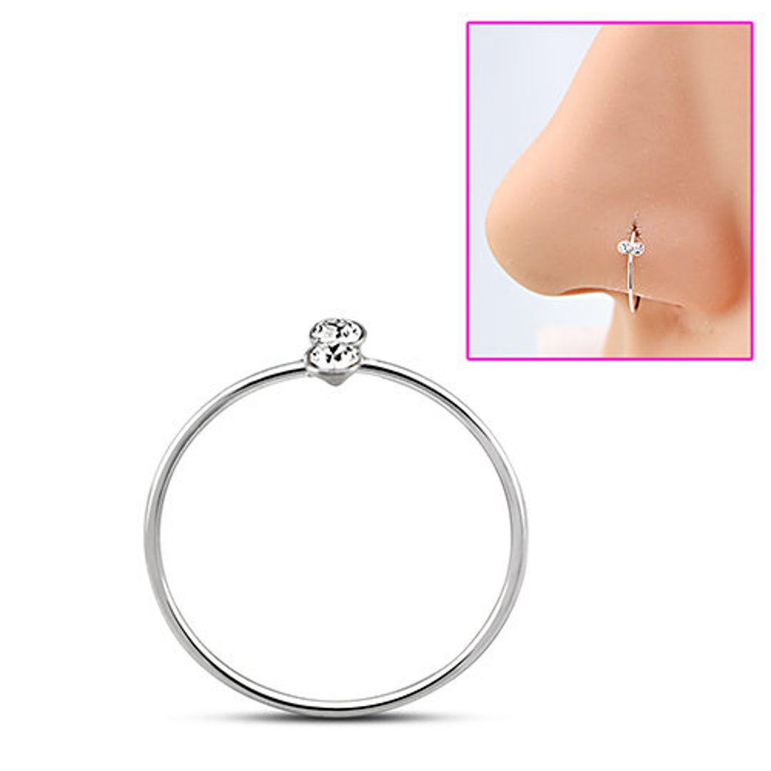 2 Crystal Silver Nose Hoops ,nose Hoops Jewelry 20 Pcs, Crystal Nose