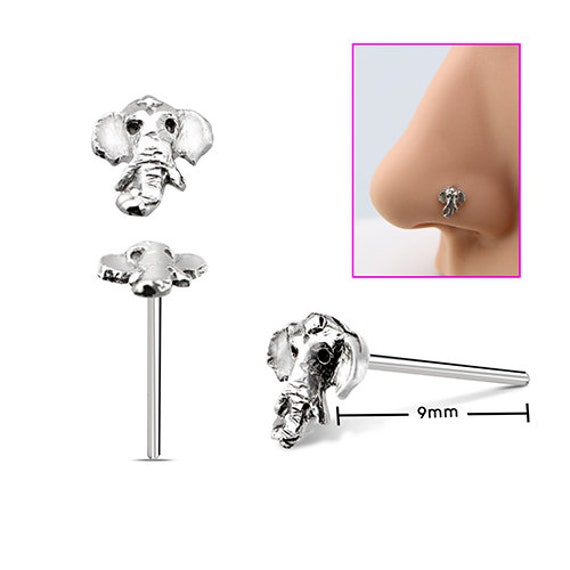 Oxidized Silver Elephant Nose Stud Antique Nose Studs Nose Stud Oxidized Stud