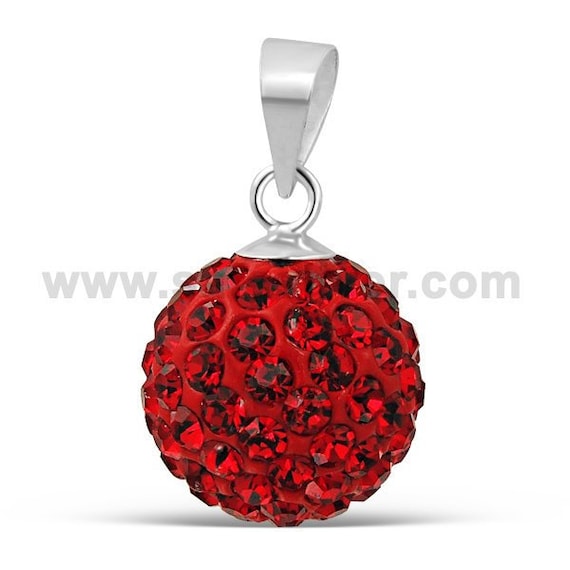 Light Siam Mix Crystal Ball Pendant 12 mm 925 Sterling Silver Ruby Ferido ball Pendant Size 10 mm