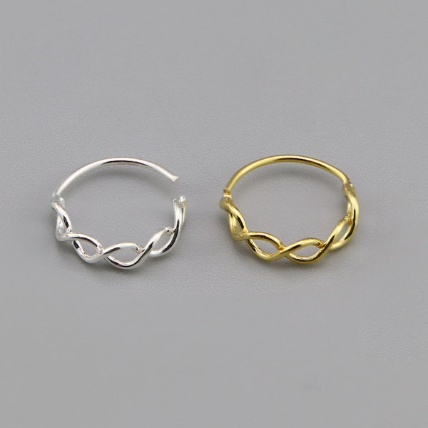 925 Sterling Silver 8 mm Infinity Nose Hoops, hand made Silver Nose Hoops