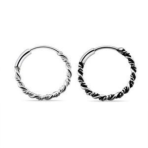 Silver 10mm Twisted Nose Ring Hoop 22G (0.7mm),  Nose Piercing, Nose Jewelry, Silver Nose Hoop, Oxidized Nose Ring Hoop