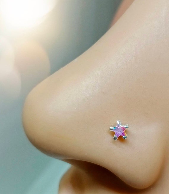 Star Ab Cz Nose Stud Cubic Zircon Cz Nose Stud silver Ab Cz Nose