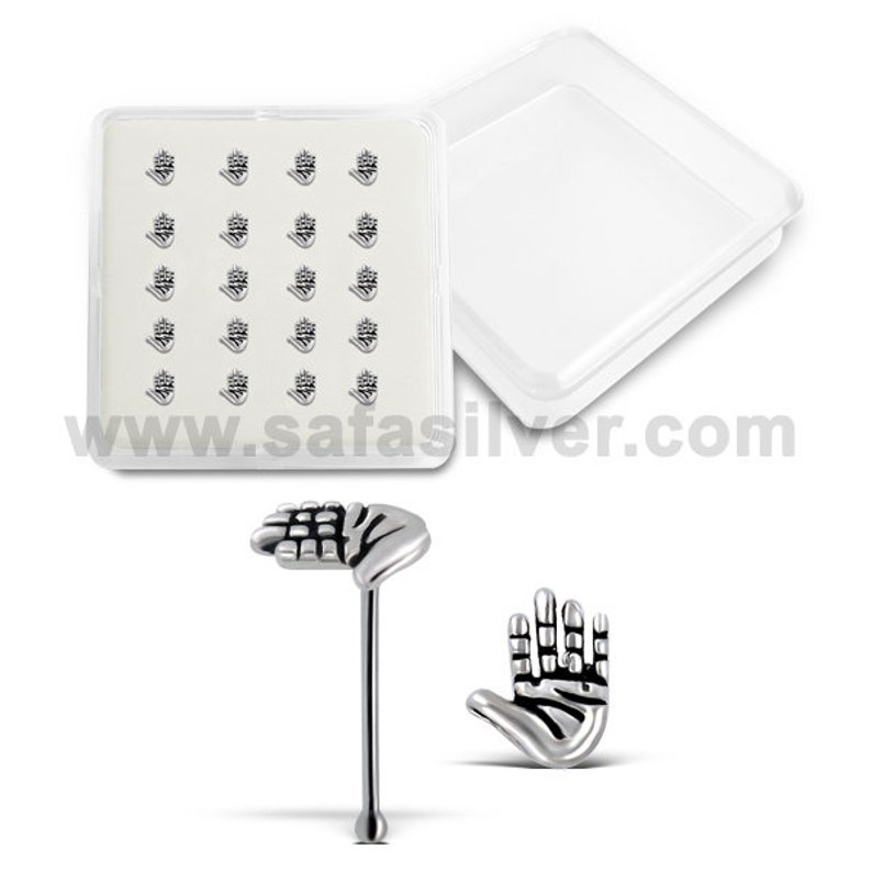 Nose Stud 20 Piece Wholesale lot Silver Oxidized Hand Palm Shape Nose Pin