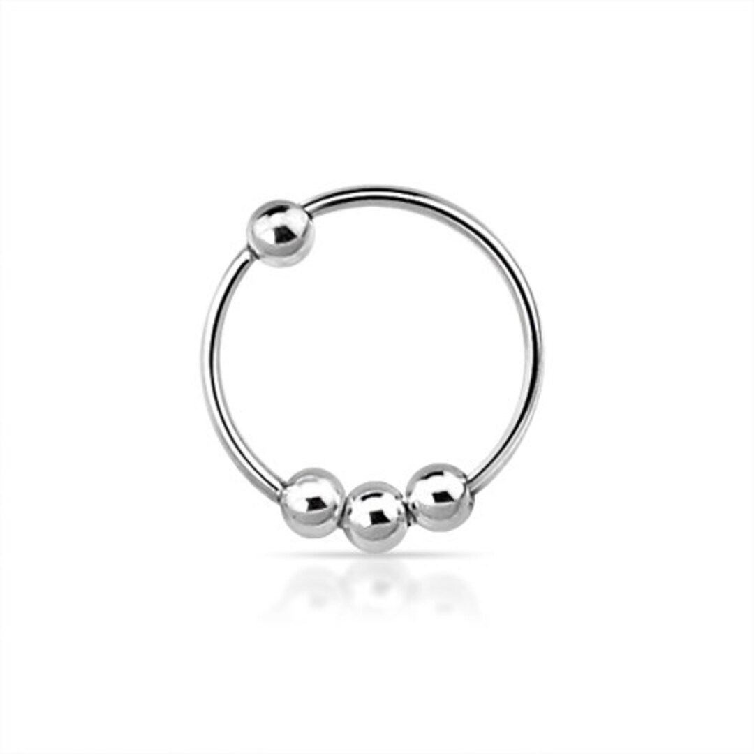Silver Nose Hoop Ring, Silver Ball Nose Ring, Sterling Silver Nose Ring