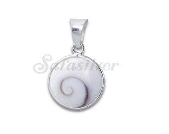 12 MM 925 sterling silver Full Shiva eye shell round pendant