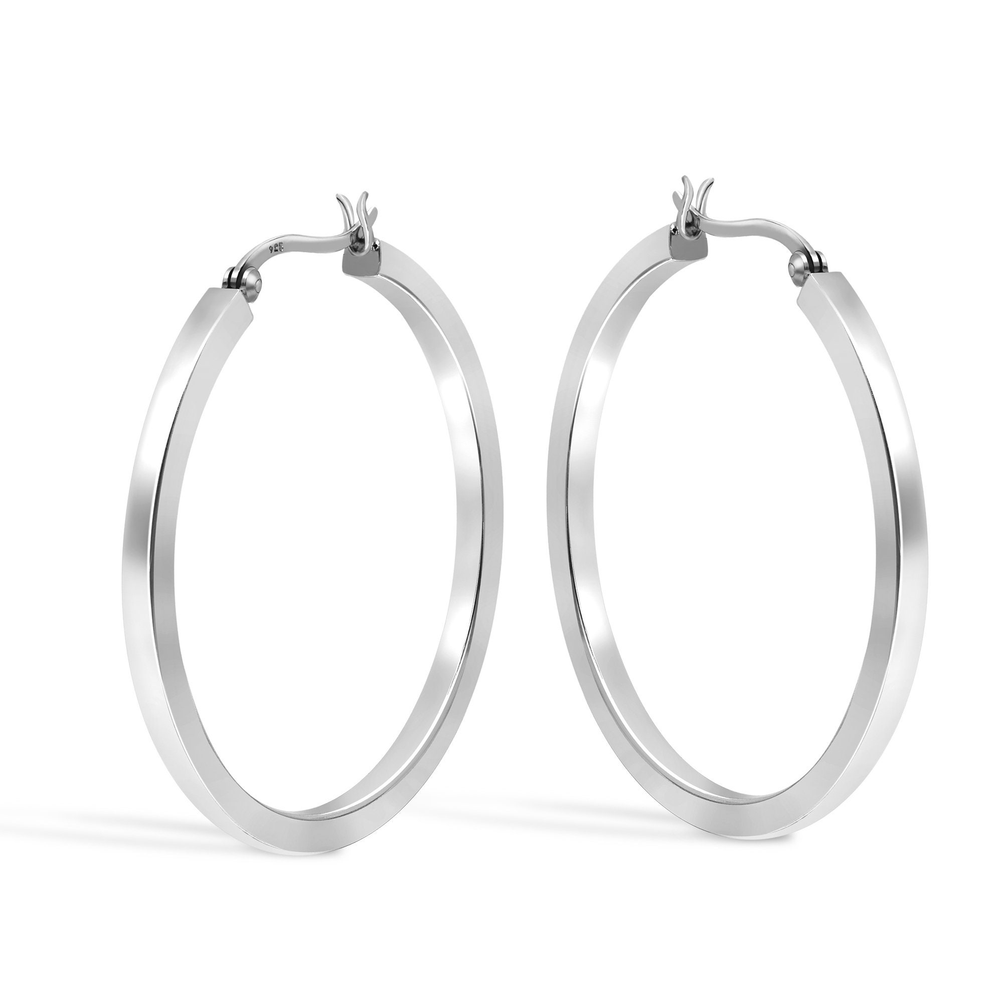 Sterling Silver Rhodium-plated 2mm Square Tube Hoop Earrings Sterling Silver Rhodium-plated 2mm Square Tube Hoop Earrings