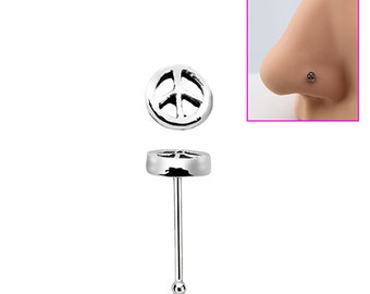 Silver Oxidized Peace Symbol Nose Studs, Silver Nose Stud Oxidized Nose Ring, Nose Piercing 6mm Nose Stud, Oxidized Stud