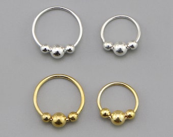 4 Anelli Naso In Argento Sterling 925 - Piccoli Con Sfera, Diametro 7mm, Spessore 0.6mm - Foto 4