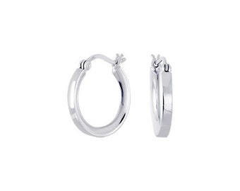 Stainless Steel Metal 29mm Flat Bottom Hoop Earrings with French Locks Stainless Steel Metal 29mm Flat Bottom Hoop Earrings with French Locks