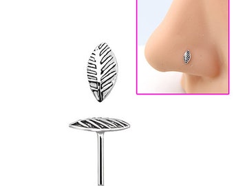 925 Sterling Silver Oxidized Leaf Nose Studs, Nose Piercing,Leaf Nose Pin,Oxidized Leaf Nose Studs,Leaf Nose Studs,Handmade Silver Nose Stud