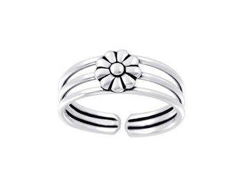 Adjustable Silver Toe Ring, Silver Flower Design Toe Ring, Handmade Toe Ring, Sterling Silver Toe Ring, Ring For Her