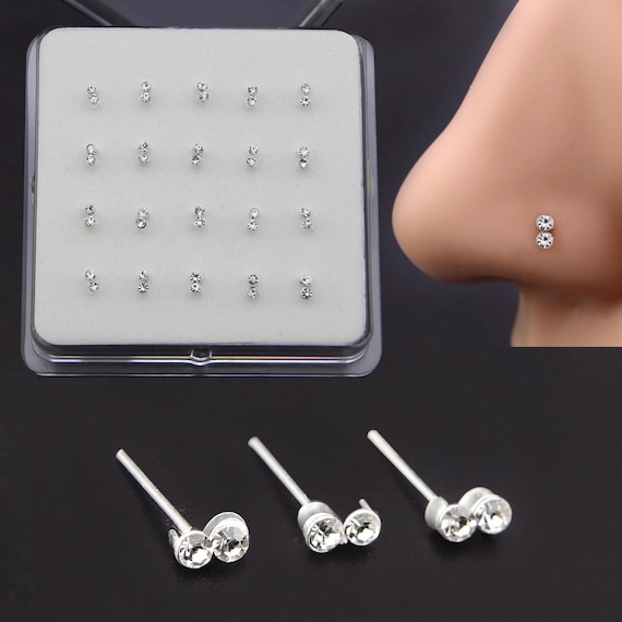 Stone Crystal Nose Stud, White Crystal Nose Pin, Small Dainty Nose Stud,  Simple Tiny Crystal Nose Stud, 22G Nostril Jewelry, Crystal