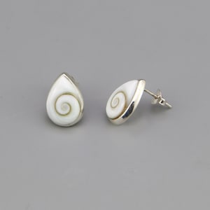 Shiva Eye Teardrop Shape Stud Earrings Silver Jewelry
