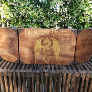 Red Dragon Wooden Handmade DM Screen with Pockets and Magnetized Plates ~CUSTOMIZABLE~ Dungeon Master/Game Master