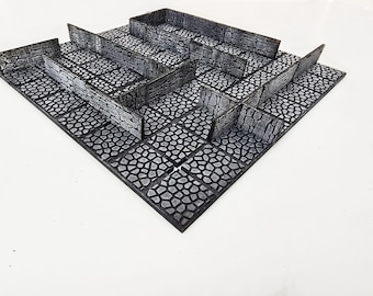 Tuile de donjon modulaire, plateau de jeu en bois peint à la main pour D&D