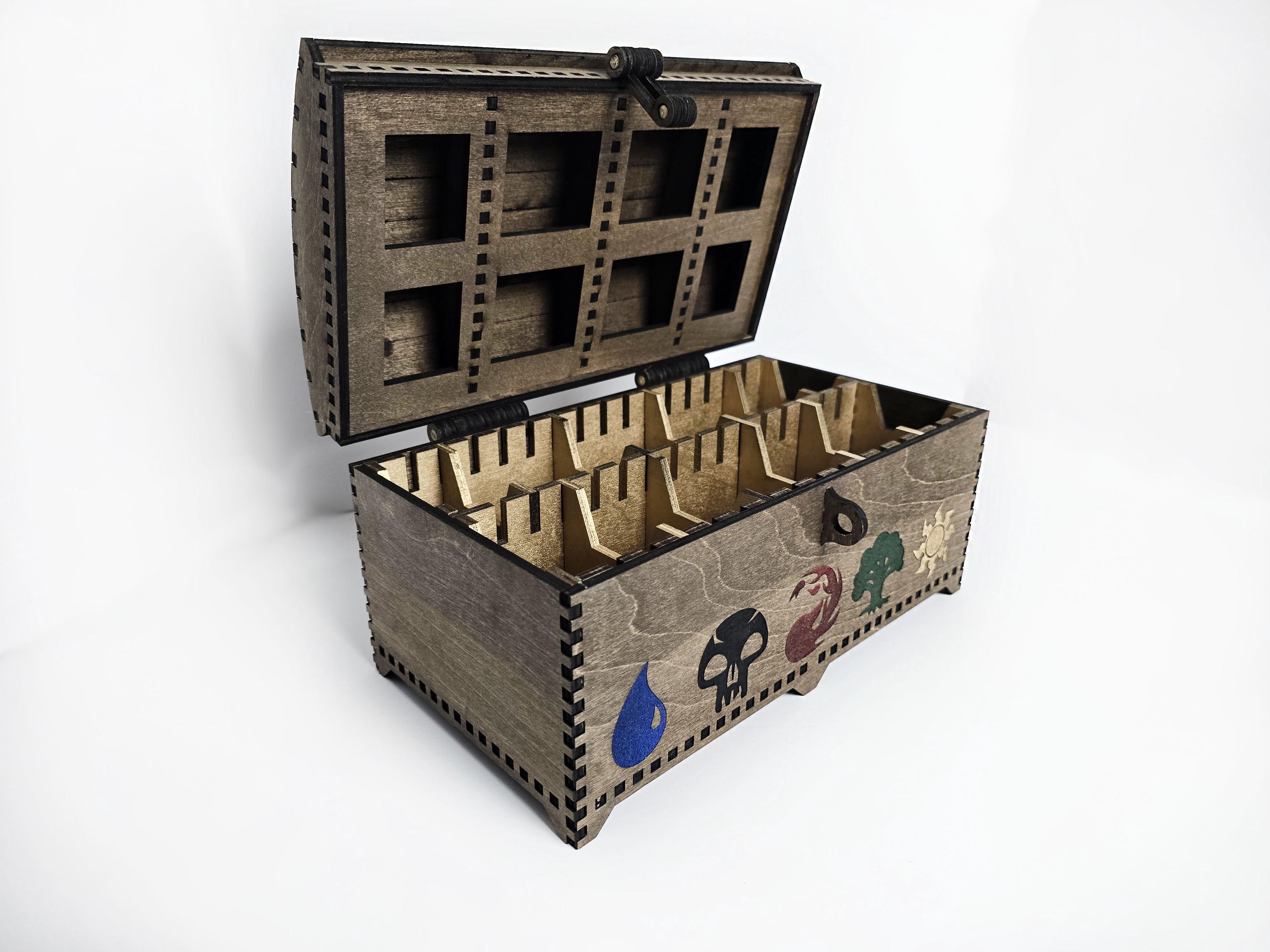 yugioh wooden card chest 4-Row Card Storage Box | Oak Maple Cherry Wood main image 1