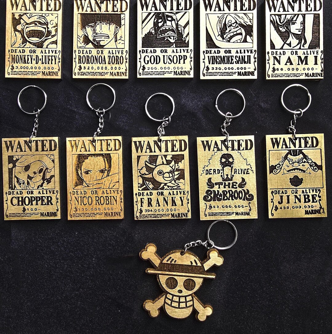 Wooden One Piece Wanted Poster Keychains - Etsy