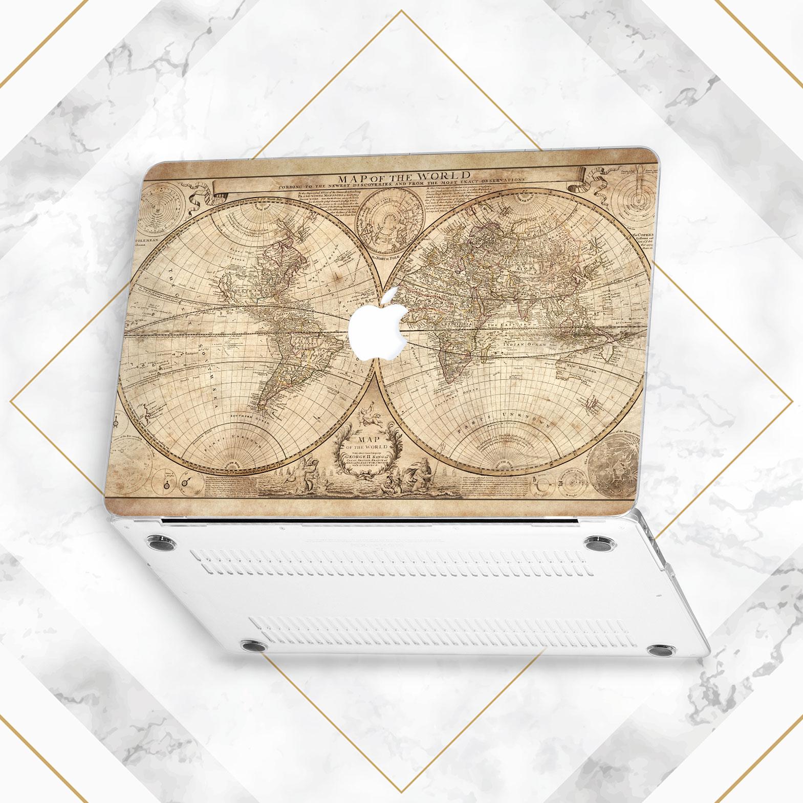 Vintage World Map Brown Beige MacBook Case Travel Globe Cover MacBook ...