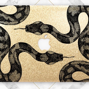 Etui z motywem czarnego węża z brokatem Złote etui z brokatem Macbook Pro 16 Twarde etui na Macbooka Etui na Macbooka M1 Pro 13 2020 Srebrne etui A2337