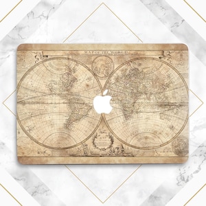 Vintage world map Brown Beige Macbook case travel Globe cover Macbook hard case Laptop sleeve Pro 14 M5 M4 Neo Pro 16 Air 15 Air 13 Pro 13