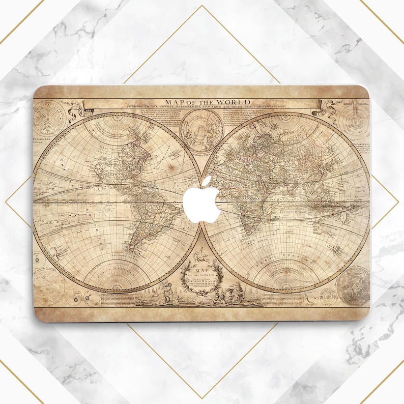Vintage World Map Brown Beige MacBook Case Travel Globe Cover MacBook ...