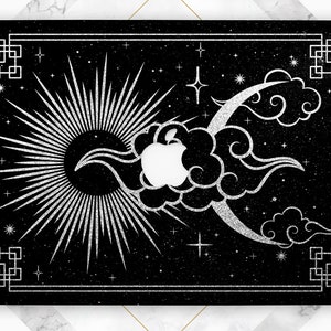 Macbook case night Moon and sun Macbook dark case Silver Macbook case bling Air 13 2020 Macbook glitter Pro 15 2019 A2337 Stars Black magic