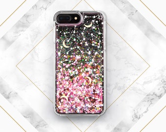 Phone case stars iPhone glitter case iPhone case moon Case for Samsung s7 clear case Phone case constellation Galaxy glitter case SGG_057