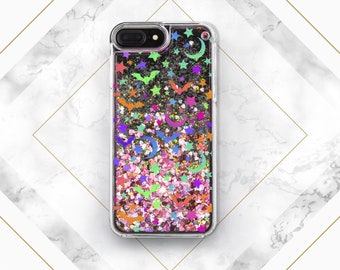 iPhone case bats Moon art case Glitter Phone Case Rainbow stars clear case Case for Samsung Girl iPhone 13 Pro Max iPhone 11 Pro Night Magic