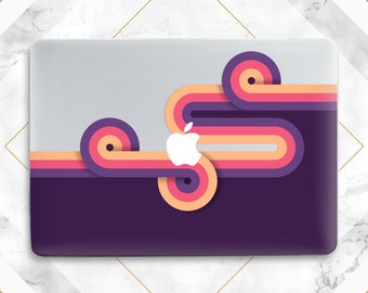 Art vague rétro étui en plastique transparent étui Macbook violet Orange rose Art Macbook 2024 étui Pro 16 2023 étui Macbook Air 15 Macbook M2 M3