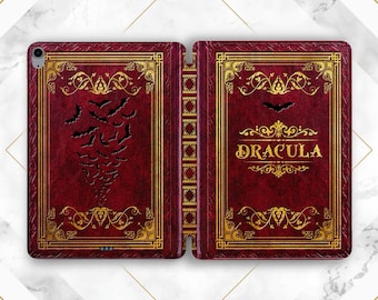 Dracula book print Looks like book Bats Vampire Gothic case Dark red Occult aesthetic Creepy book Air 13 Mini 7 A17 11th gen A16 12 9 Pro 13