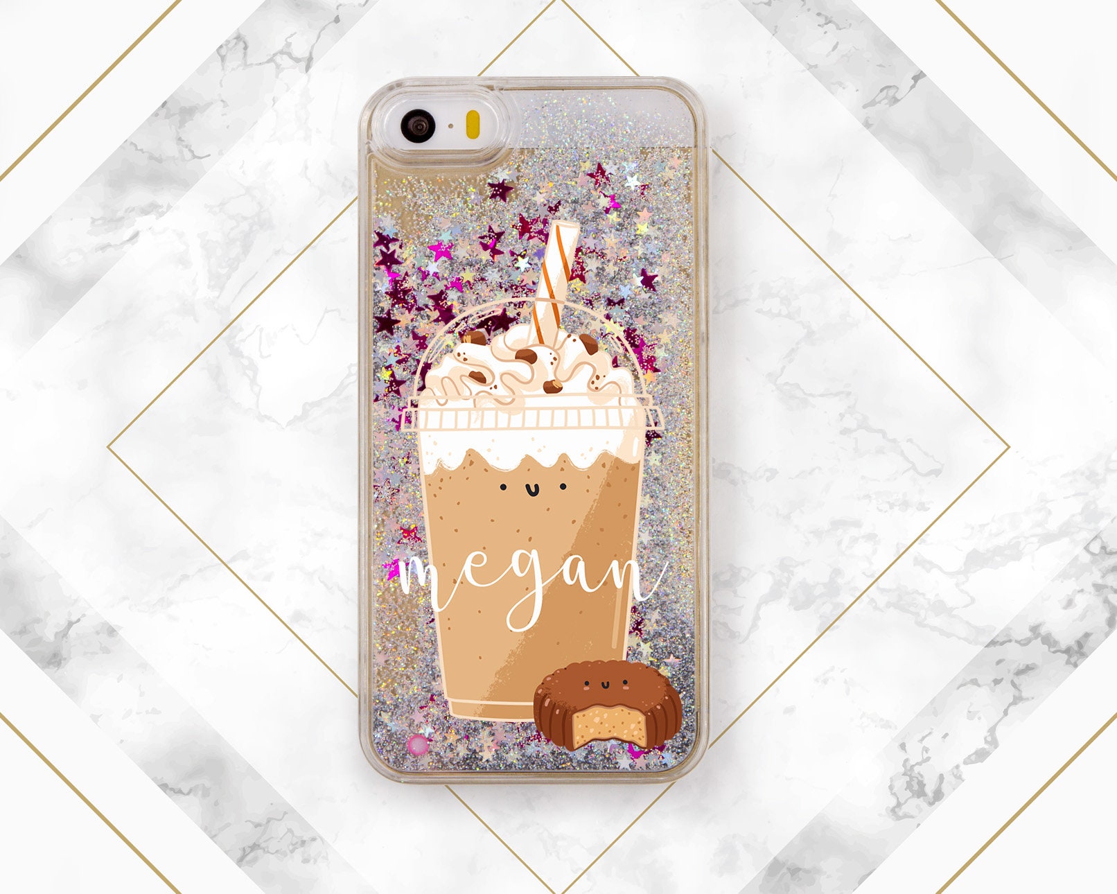 Cute Coffee Cup iPhone Case Glitter Custom Phone Case Case for