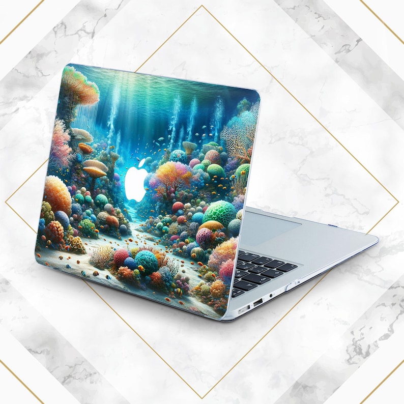MacBook Case Ocean Coral Reef Print MacBook Hard Cover Blue Water Art ...
