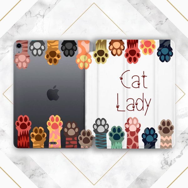 Ca lady gift iPad case kawaii Cat paws print Cute animal art Cat lover gift Kitten art case iPad smart case iPad 10th gen iPad 10 2 Saying