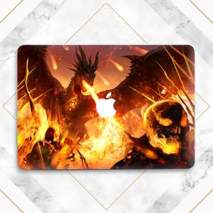 Drachen Print Gelb Orange Braun Macbook Hülle Drachen Macbook Hülle Tier Epische Kunst Cover Magische Tier Kunst Macbook Hülle Mann Hartschale