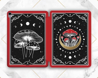 Red mushrooms print iPad case botanical iPad case moon Dark print case iPad case stars Fly agaric art iPad Pro 12 9 iPad mini 6 iPad Air 5