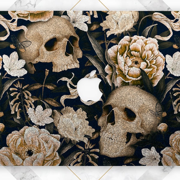 Macbook case goth Macbook case skull Golden glitter case Gothic art case Rose gold glitter case Macbook hard case Pro 13 M1 case Air 13 2022